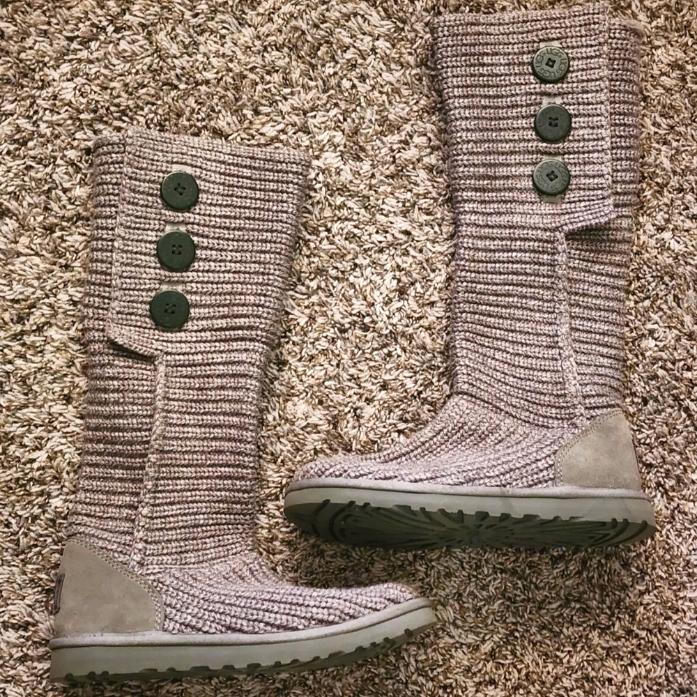 UGG Australia Cardi Tall Boots Gray Sz 8 EUC